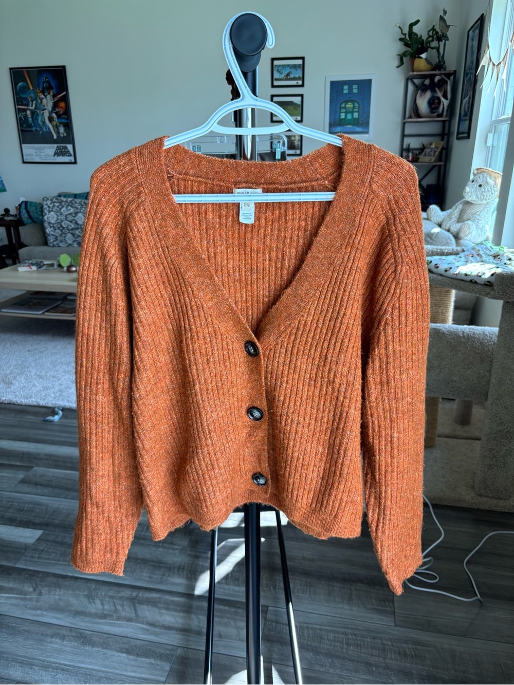 World Market Orange Button Cardigan